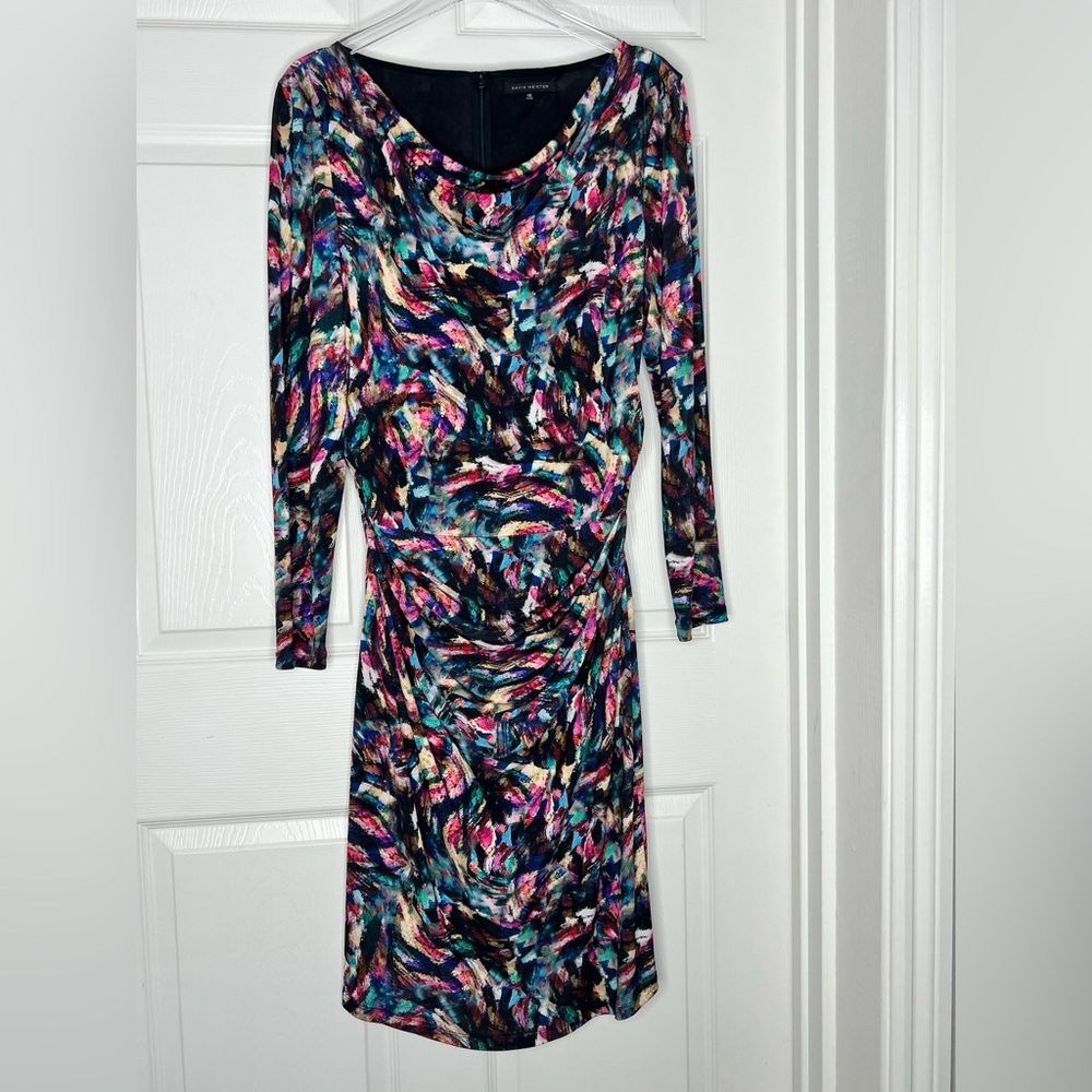 David Meister Watercolor Midi Dress Sz 16